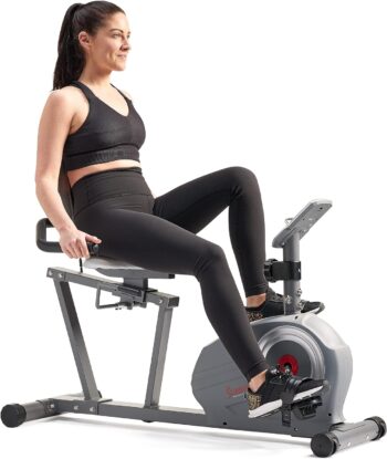 Sunny Health & Fitness Magnetic Recumbent Bike with Optional Exclusive SunnyFit® App Enhanced Bluetooth Connectivity