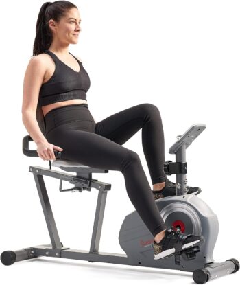 Sunny Health & Fitness Magnetic Recumbent Bike with Optional Exclusive SunnyFit® App Enhanced Bluetooth Connectivity