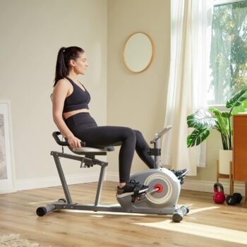 Sunny Health & Fitness Magnetic Recumbent Bike with Optional Exclusive SunnyFit® App Enhanced Bluetooth Connectivity