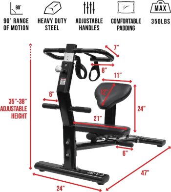 Valor Fitness CA-32 Back Stretch Machine Total Body Back Leg Stretching Exercise Equipment Home Gym Flexibility Workout Max Weight 350 lbs – Straps Included