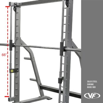 Valor Fitness Multi-Function Smith Machine Power Cage - 500lb Squat Rack or Bench Press Station - 2" Plate Storage Pegs- Attached Sliding Knurled Barbell - Total Body Workout