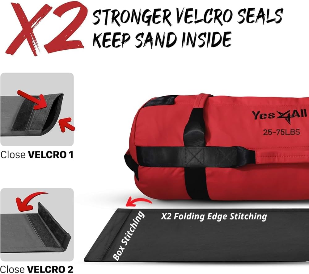Yes4All Workout Sand Bags for Weight - Heavy Duty Sandbag for Fitness, Conditioning Up to 200LBS, Lifting Sand Bag - Multiple Colors & Sizes
