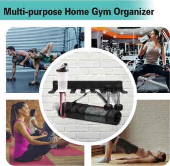 Alvade Home Gym Storage Rack, Barbell Rack Weight Room Organizer Prong Gym Equipment Storage Rack for Gym Accessories Like Fitness Bands,Resistance Bands,Straps,Foam Rollers,Barbell