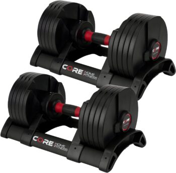 Core Fitness® Adjustable Dumbbell Weight Set by Affordable Dumbbells - Space Saver - Dumbbells for Your Home