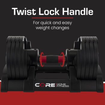 Core Fitness® Adjustable Dumbbell Weight Set by Affordable Dumbbells - Space Saver - Dumbbells for Your Home