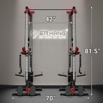 ER KANG Cable Crossover Machine, Function Trainer Wall Mount, Cable Station Combo, 18 Heights Dual Pulley System, High and Low Cable Machine, LAT Pull-Down & LAT Row Home Gym