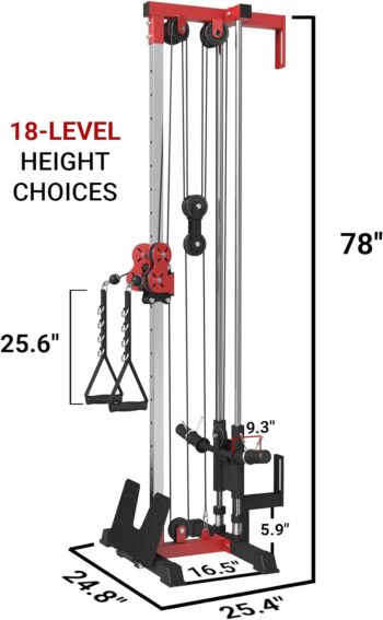 ER KANG Cable Crossover Machine, Function Trainer Wall Mount, Cable Station Combo, 18 Heights Dual Pulley System, High and Low Cable Machine, LAT Pull-Down & LAT Row Home Gym