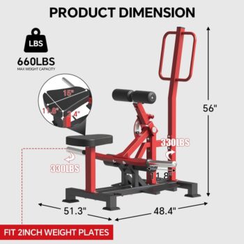 FAGUS H Standing Hip Thrust Machine, 660LBS Plate Loaded Vertical Hip Thrust Machine with Band Pegs, Adjustable Glute Bridge Machine for Butt Shaping and Glute Muscles Building