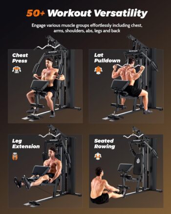 Sportsroyals Home Gym, Exercise Equipment with 154LBS Weight Stack, Multi Gym Equipment for Full Body Workout with Pulley System