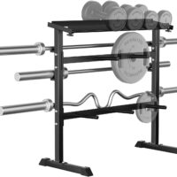 UBOWAY Compact Dumbbell Rack Stand Barbell Rack: Weight rack for Dumbbells, Olympic Barbell Bar, Olympic Weight Plates - Weight Storage Rack for Strength Training Home Gym Fitness Exercise Equipment
