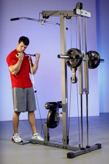 XMark LAT Pull Down and Low Row Cable Machine, Heavy Duty LAT Machine with High and Low Pulley Stations, Row Machine, Upper Body Machine