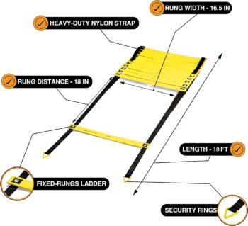 Agility Training Equipment Set for Proffesional Training, Adults, Youth & Kids. Soccer & Footbal Training Set with Fixed-Rung Ladder - Enhance Speed, Power & Strength.