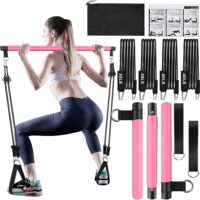Bbtops Pilates Bar Kit with Resistance Bands,3-Section Pilates Bar with Stackable Bands Workout Equipment for Legs,Hip,Waist and Arm,Exercise Fitness Equipment for Women & Men Home Gym Yoga Pilates