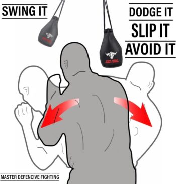 Bull Doza Fight Wear Slip Dodge Reaction Bag - Fist Width - 1kg When Filled - 2 Meter Hanging Rope Included - Boxing Punch Bag MMA - Black - No.1 Defence Bag (Not for Punching)