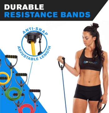 DYNAPRO Exercise Resistance Bands, Adjustable Length, Comfort Handles, Professional Quality, Anti-Snap. Great for Workouts, Physical Therapy, Yoga