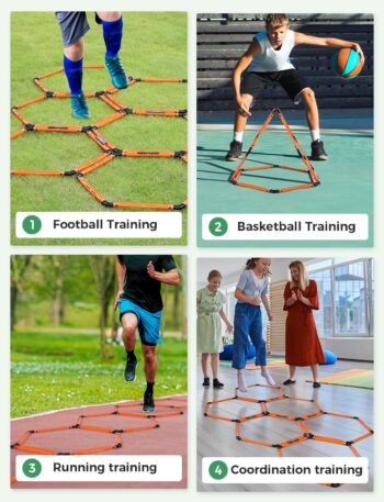 GHB Hex Agility Rings Speed Rings with Carrying Bag 6 Set Portable Hexagon Rings, Agility Hurdles for Agility Footwork Training