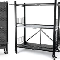 London & Byrd - Set up in minutes - Home Gym Storage Rack. Steel construction, heavy duty wheels, with basket and hooks. Great for yoga mat storage, kettlebell storage, and small dumbbell storage.