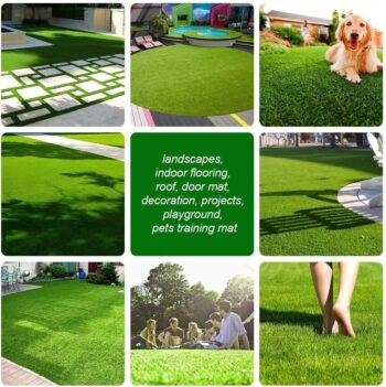 Premium Synthetic Artificial Grass Turf 1.38inch Pile Height 7FTX15FT, High Density Fake Faux Grass Turf, Natural and Realistic Looking Garden Pet Dog Lawn