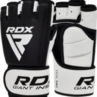 RDX MMA Gloves for Martial Arts Grappling Sparring Training, Cowhide Leather Open Palm and Wrist Strap, Padded Mitts for Muay Thai, Punching Bag, Speedball Workout Kickboxing Cage Fighting
