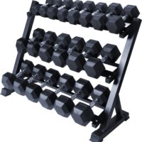 RITFIT 300/350/450/200/210 LB Rubber Hex Dumbbells Set with Optional Dumbbell Rack, Multi Weight Set to Choose, Ideal for Home Gym and Fitness