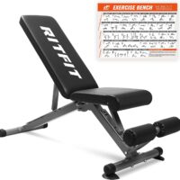 RitFit Adjustable/Foldable Utility Weight Bench for Home Gym, Weightlifting and Strength Training - Bonus Workout Poster with 35 Total Body Exercises…