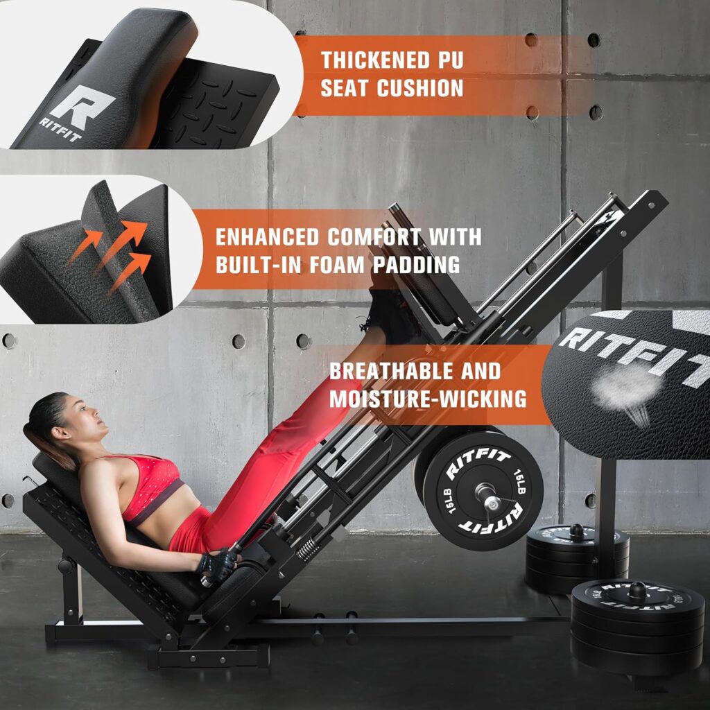 RitFit Leg Press Hack Squat Machine, Professional Adjustable