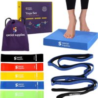 Special Supplies Exercise Resistance Bands, Yoga Strap, and Balance Pad for Stretching, Exercise, Fitness, and Injury Recovery, Home Gym and Personal Training Equipment, 7 Pc. Yoga Set