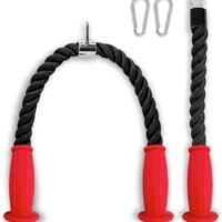 THEFITGUY Ergonomic Grip Tricep Rope Cable Attachments Combo: One 30” Rope & One 16.5” Single Grip Rope, Comfort Non-Slip, Reducing Wrist Pressure & Rubs, Easy to Clean, Gym Pull Machine Accessory