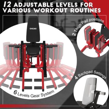 syedee Hip Abductor Machine, Plate-Loaded Inner and Outer Thigh Machine, Thigh Master with 6 Levels Gear System, Hip Trainer for Hip Abduction and Hip Adduction