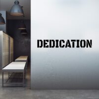 Extra Large Gym Wall Decal | Dedication | 7 in H x 48 in W| Big Lettering Home or Gym Wall Decor | Inspirational Motivational Wall Sticker for Exercise and Workout Motivation (Black)