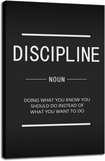 Inspirational Entrepreneur Proverb Discipline Noun Wall Art Canvas Artwork Printmaking Painting Poster Home Decor Gym Office Company Frame Ready to Hang[24''W x 36''H]