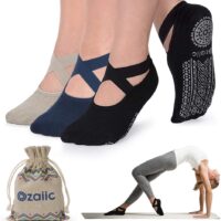 Ozaiic Yoga Socks for Women Non-Slip Grips & Straps, Ideal for Pilates, Pure Barre, Ballet, Dance, Barefoot Workout