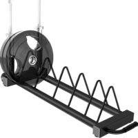 RitFit Horizontal Weight Plates Rack, Barbell Bumper Weight Plates Holder, Olympic Bar Storage Rack with Handle and Rolling Wheels, Black
