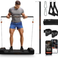 SQUATZ Apollo Board Mini: 150lb Resistance Smart Home Gym Cable Machine | Functional Trainer for Full Body Workouts | Digital Home Gym Equipment with Free App (Orange)