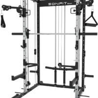 Smith Machine Home Gym, Squat Rack Power Cage Rack with Smith Bar, Free Motion Arms, Cable Crossover System and Attachments 1000lbs