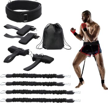 Boxing Resistance Bands, Leg Strength and Agility Speed Resistance Bands Trainer Exercise Power Punch Pro for MMA, Karate Combat, Boxing Basketball Football Training Equipment