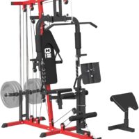 Home Gym System Workout Station, Multifunctional Full Body Home Gym Equipment with Pulley System, Plate Loaded Home Gym Station with Various Exercise Attachments for Total Body Training