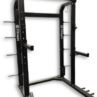 SB-HR1500 Commercial Rated Heavy Duty Steel Half Rack for Full Body Workouts, Over 25 Different Exercises, Black