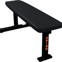GRIND Fitness 3 Post Utility Flat Weight Bench Exercise Workout Bench Basics Pressing Strength Training Grippy Black Vinyl Top Home Garage Gym Full Body Indoor