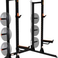 GRIND Fitness Chaos 4000 Power Rack, Exercise Squat Rack with Pull-Up Bar, Weight Storage and Barbell Storage, Spotter Arms and Rubber Padded J-cups, 1,000lb Weight Capacity for Bench Press