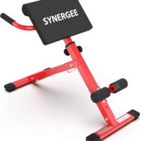Synergee Roman Chair. Red Coated Steel Hyperextension Machine. GHD Ab Bench for Lower Back Workout, Hyper Exercises.