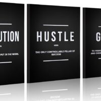 BPLUSTREE Motivational Canvas Wall Art, Hustle Grind Execute Wall Art Decor Set with 4 Non-Trace Hooks, Inspirational Quotes Posters for Home Office Workplace (Black, 3Pcs)