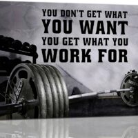 Black And White Gym Wall Art Inspirational Quotes Pictures Wall Decor Cool Gym Workout Poster Canvas Prints Motivational Sports Modern Framed Painting Artwork for Gym Bedroom Living Room Home 16"x12"