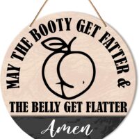Muktoujaumai Funny Gym Signs Wall Decor, Home Gym Wall Decor Gym Hanging Signs Rustic Decorations for Office, Fitness, Workout Room, May The Booty Get Fatter and The Belly Get Flatter