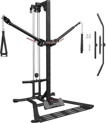 Mikolo Cable Crossover Machine, Functional Trainer with LAT Pulldown, Low Row System and 1:1 & 2:1 Pulley Ratio, Cable Machine with 28 Adjustable Positions