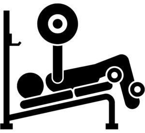Illustration of a person performing a decline bench press with proper form on a decline bench.