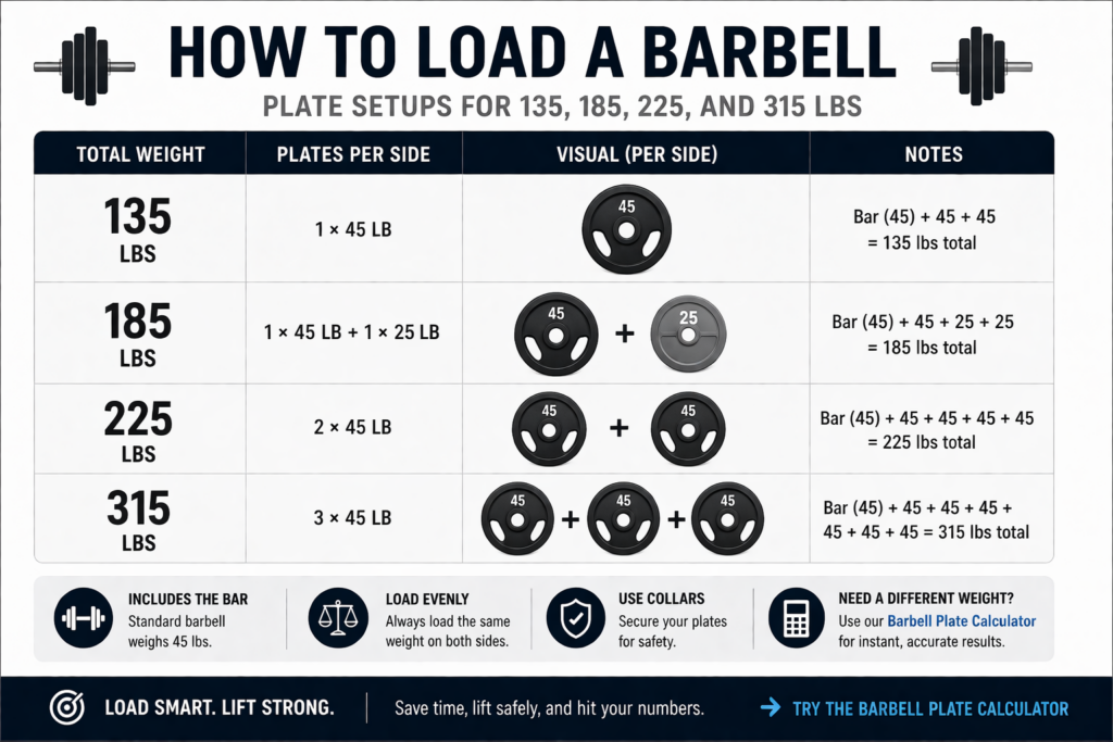 How to Load a Barbell: 135, 185, 225, 315 Explained - GYM READY EQUIPMENT